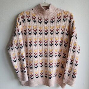 🇫🇷 Yuka Paris Soft Mock Neck Pink Knit Sweater – M/L (T2)